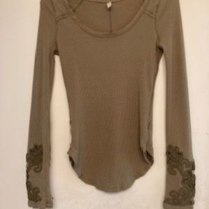 Free people olive long sleeve top